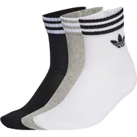 Adidas Sukat '3-Stripes Ankle 3 Pairs' meleerattu harmaa / musta / valkoinen