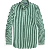 Ralph Lauren Slim Fit Striped Stretch Poplin Shirt - Green - M