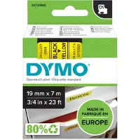 Dymo Merkkausnauha D1 19mm, musta keltaisella pohjalla
