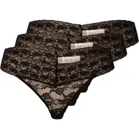 Lindex 3-Pack Thong In Lace - Black - M
