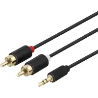 Deltaco – Stereo 3,5 mm / RCA-äänikaapeli, 2x RCA, 5 m, musta (180006)