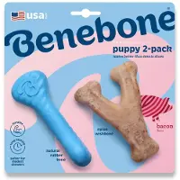 Benebone Puppy Rubber Bones Bacon Tiny 2 kpl