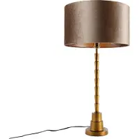 QAZQA Pöytävalaisin pronssi samettivarjostimella taupe 35cm - Pisos