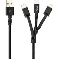 EPICO USB-A – Lightning/USB-C/Micro-USB -kaapeli, 15 W, 1,2 m, musta