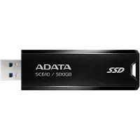 ADATA A-DATA SC610 500 Gt USB 3.2 Gen 2 (USB-A) -ulkoinen SSD, kannettava, pelikäyttöön, musta