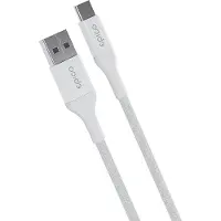 EPICO Braided USB-C – USB-A -kaapeli, 18 W, 0,3 m, valkoinen