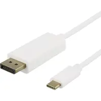Deltaco – USB-C / DisplayPort-kaapeli, 4K UHD@60Hz, 1 m, valkoinen (140013)