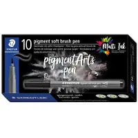 Staedtler pigment soft brush pen 10 pcs coolgreyligh