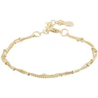 Sno of sweden Amsterdam Double Chain Bracelet Plain Gold Onesize