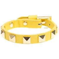 Dark Leather Stud Bracelet ? Yellow