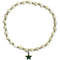 Dark Stone Bead Bracelet 4mm With Gold Beads ? Sand