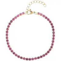 Dark Tennis Chain Bracelet 3 mm ? Pink