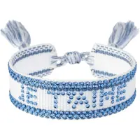 Dark Woven Friendship Bracelet With Crystals Je T'aime White With