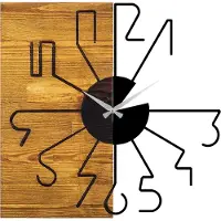Opviq Koristeellinen puinen seinäkello Wallxpert Wooden Clock 29 - Pähkinä, musta