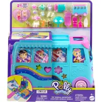 Polly Pocket Pet Mobile Adventure Playset With Micro Dolls & Transforming Camper Van, Pets & Toy Car - Blue - ONE SIZE