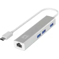 LevelOne USB-0504, Langallinen, USB Type-C, Ethernet, 1000 Mbit/s, Hopea
