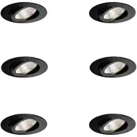 QAZQA Upotettavien kohdevalojen sarja musta 6,8 cm sis. LED 750 lm himmennettävä IP65 - Gaius