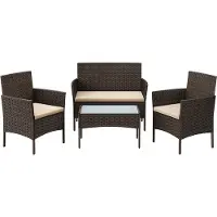 Songmics Parvekekalusteet polyrottinki Brown/Taupe