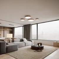 TEMAR LIGHTING Kattovalaisin Cleo DR800 , himmennettävä, Vaalea puu, Olohuone/ruokailutila, Puu, Moderni