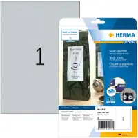 Herma 4117, Hopea, Itse kiinnittyvä tulostintarra, A4, Polyesteri, Laser, Kiinteä