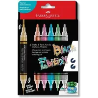 Faber-Castell Tussit - Ravista ja maalaa Akryyli - 6 kpl. - Meta - - OneSize - Tussit