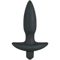 Black Velvets Värähtelevä anaalitulppa kahvalla, pieni, 13 cm, musta, sametti