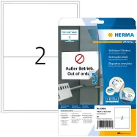 Herma 10020, Valkoinen, Itse kiinnittyvä tulostintarra, A4, Paperi, Laser/Inkjet, Irroitettava