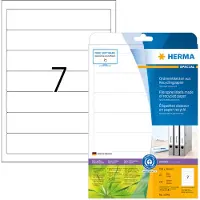 Herma 10745, Valkoinen, Itse kiinnittyvä tulostintarra, Stanssausmerkintä, Paperi, Laser/Inkjet, Kiinteä