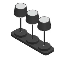 FH Lighting LED-akku-pöytävalaisin Gardo 3 kpl, latausasema, musta Gardo, himmennettävä, Musta, Olohuone/ruokailutila, Synteettinen materiaali, Moderni
