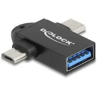DeLOCK 60739, USB Type-A, USB Type-C + USB Micro-B, Musta