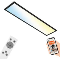 Briloner Piatto S -LED-kattovalo WiFi Bluetooth CCT kaukos. S, himmennettävä, Musta, Keittiö, Synteettinen materiaali, Moderni