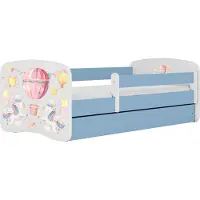 Kocot Kids Lastensänky ilman patjaa, laatikolla BabyDreams Blue Balloon, 180x80 cm, sininen/valkoinen