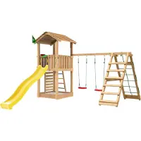 Jungle Gym Cottage 2.1, Climb Module, keltainen liukumäki, leikkitorni
