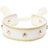 Dark Woven Friendship Bracelet With Star Studs ? White With Pale