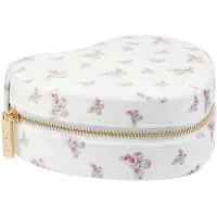 Dark Velvet Heart Jewellery Box Off White Butterfly Pattern