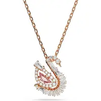 Swarovski Ketju 'Swan' roseekulta / roosa / läpinäkyvä