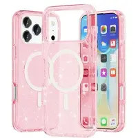 Mtp Products iPhone 17 Pro Stylish Glitter Series Hybridikotelo - MagSafe-yhteensopiva - Pinkki