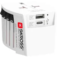 Skross World Adapter MUV 2xUSB - Matka-adapteri, Valkoinen