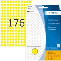 Herma 2211, Keltainen, Ympyrä, Selluloosa, Paperi, 32 arkkia, 11,1 cm, 17 cm