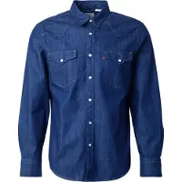 Levi's for man. 85744-0000 Barstow navy standard fit shirt (L), Blue, Casual, Cotton, Denim, Long sleeve