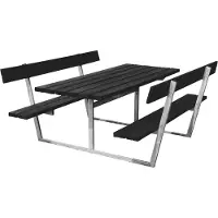 Hortus Picnic -Pöytäsetti "Sif", Mustaksi Petsattu Puu Ja Galvanoitu Runko, 180 X 185 Cm