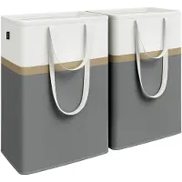 Songmics Pyykinkori, , 2 kpl, 40x30x65 cm, Liitukivenharmaa.