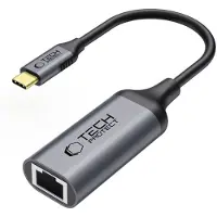 Tech-Protect UltraBoost Type-C Ethernet-sovitin - RJ45, 1000Mbps - Musta