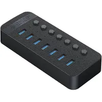 ORICO CT2U3-7AB 7x USB-A 3.0 Hub with Switches - Black USB hub - 7 porttia - USB 3.0 - Musta