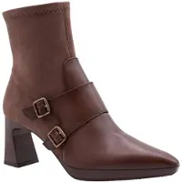 Hispanitas for woman. HI254304 Brown Atlanta Leather Ankle Boots (38), Beige, 5 to 8 cm, Buckle, Casual