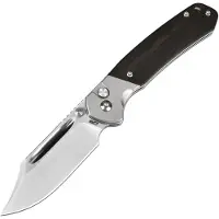 CJRB Pyrite Bowie J1942-EBN, Satin AR-RPM9, Ebony Wood, Steel Bolster, pocket knife