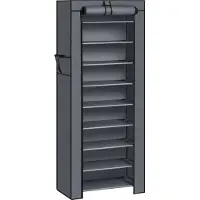 Songmics Harmaa 10-kerroksinen kenkäteline 27 parille, 58x28x160 cm