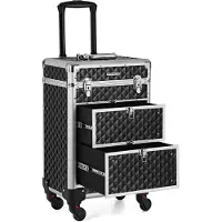 Songmics Lukittava meikkikotelo, Rolling Cosmetics Beauty Trolley Box, musta