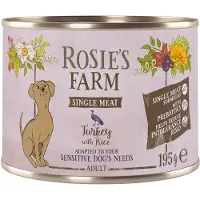 Rosie's Farm 6x195g Single Meat Adult kalkkuna & riisi koiranruoka