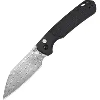 CJRB Pyrite Light J1945D-BK Rose Damascus, Black FRN, pocket knife
